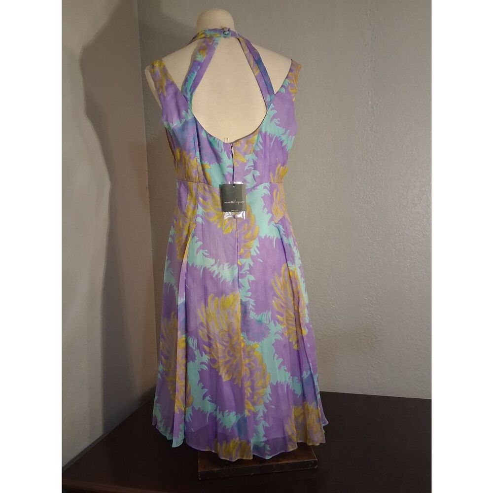 Nanette Lepore 100% Silk Lavender Floral Tie-Front Midi Dress - Picture 3 of 16